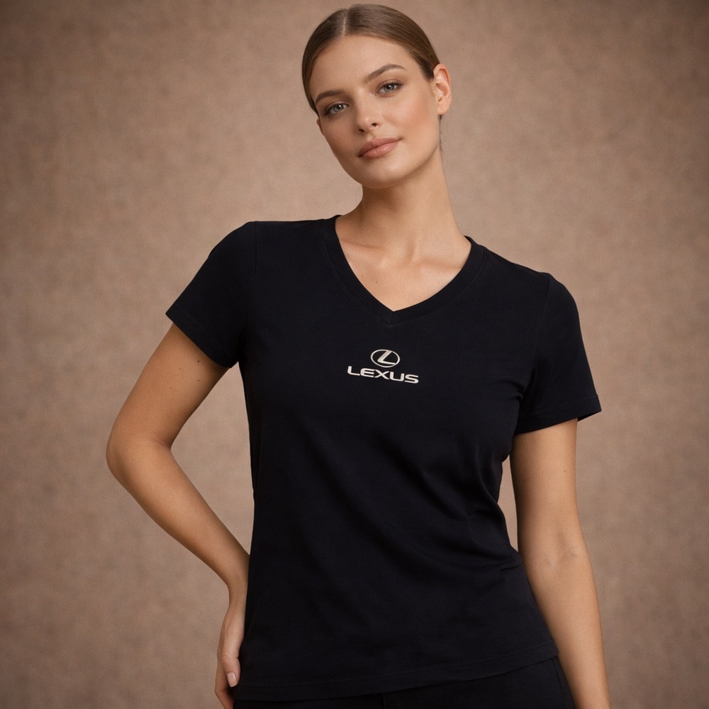 LEXUS BLUEprint Los Angeles Black V-Neck Tee Made in USA Cotton Shirt XL